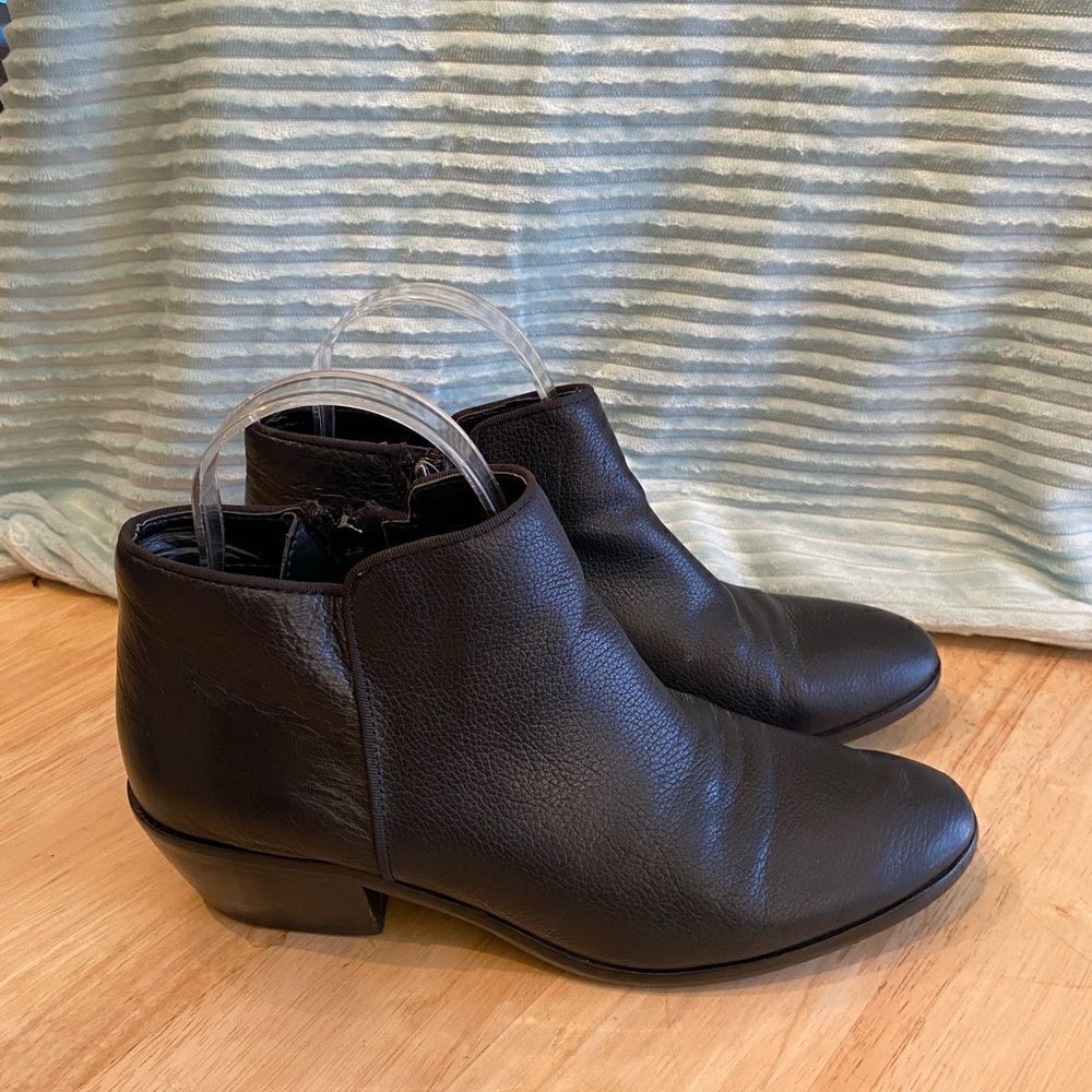 ✅ SAM EDELMAN BLACK SOFT CAVIAR LEATHER INSIDE ZIPPER ANKLE BOOTS     Sz 8